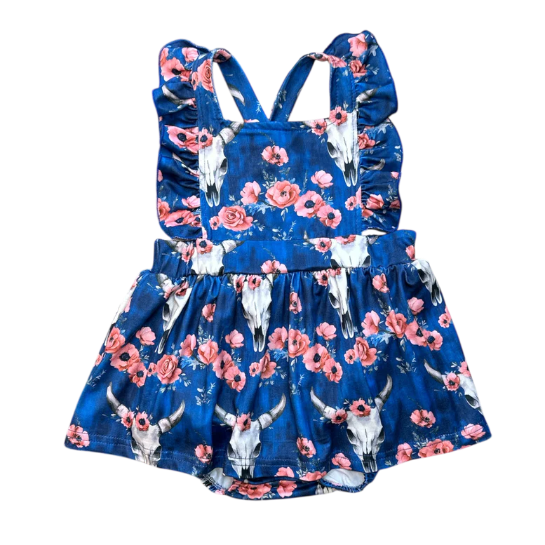 Shea Baby Midnight Floral Cross Romper ORP64