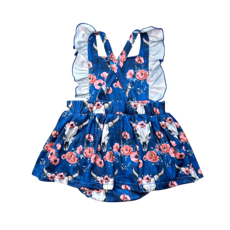 Shea Baby Midnight Floral Cross Romper ORP64