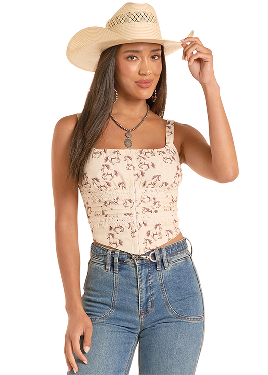 Rock & Roll Horse Print Tank Top BW20T08814