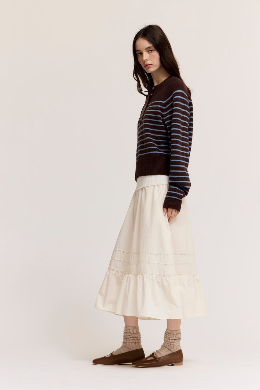 Ladies Pleat Trim Cotton Skirt 50928