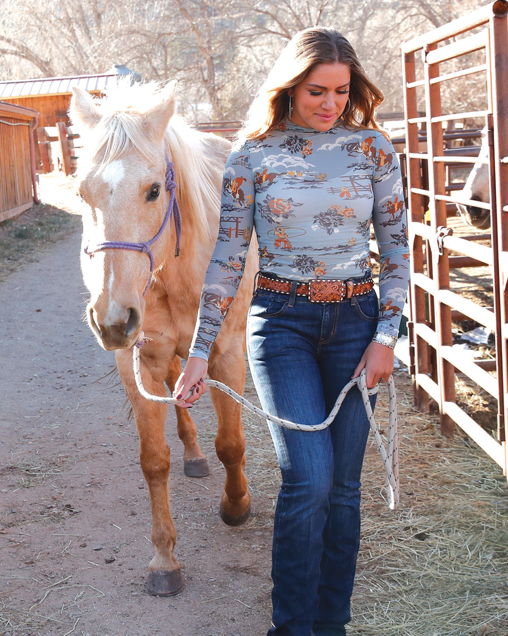 Cruel Girl Ladies Long Sleeve Mesh Top CTK7485005BLU