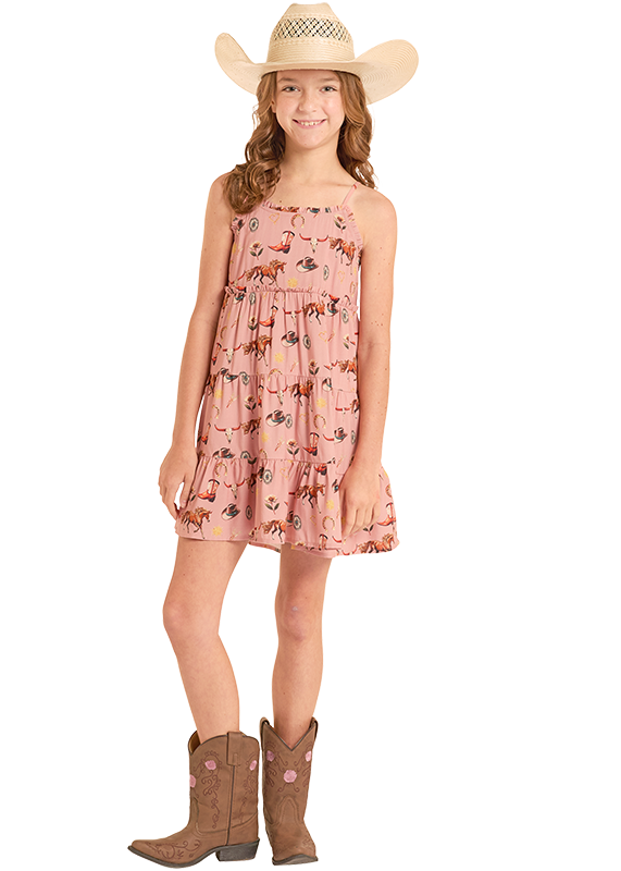 Rock & Roll Girls Western Print Dress BGD0R09164