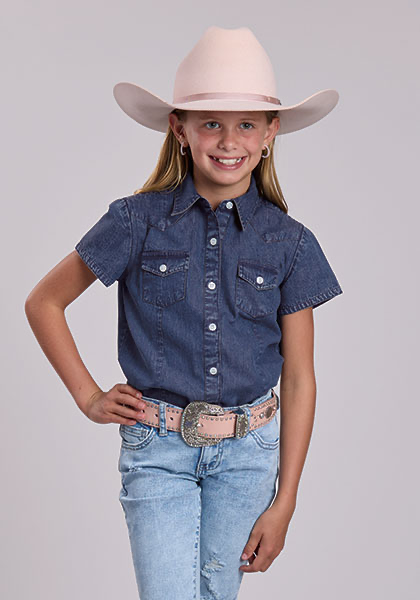 Roper Girls SS Western Shirt 0308105945054BU