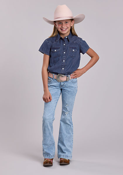 Roper Girls SS Western Shirt 0308105945054BU