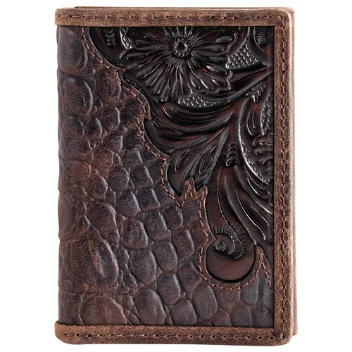 Tony Lama Trifold Wallet Scroll With Caiman Print 2520603222