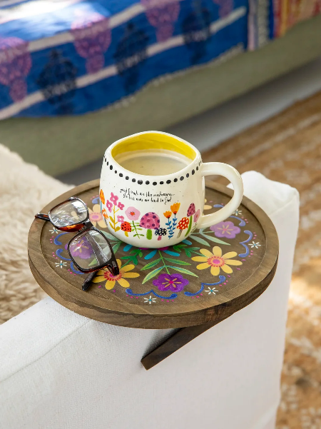 Clip On Sofa Tray Table Folk Flower