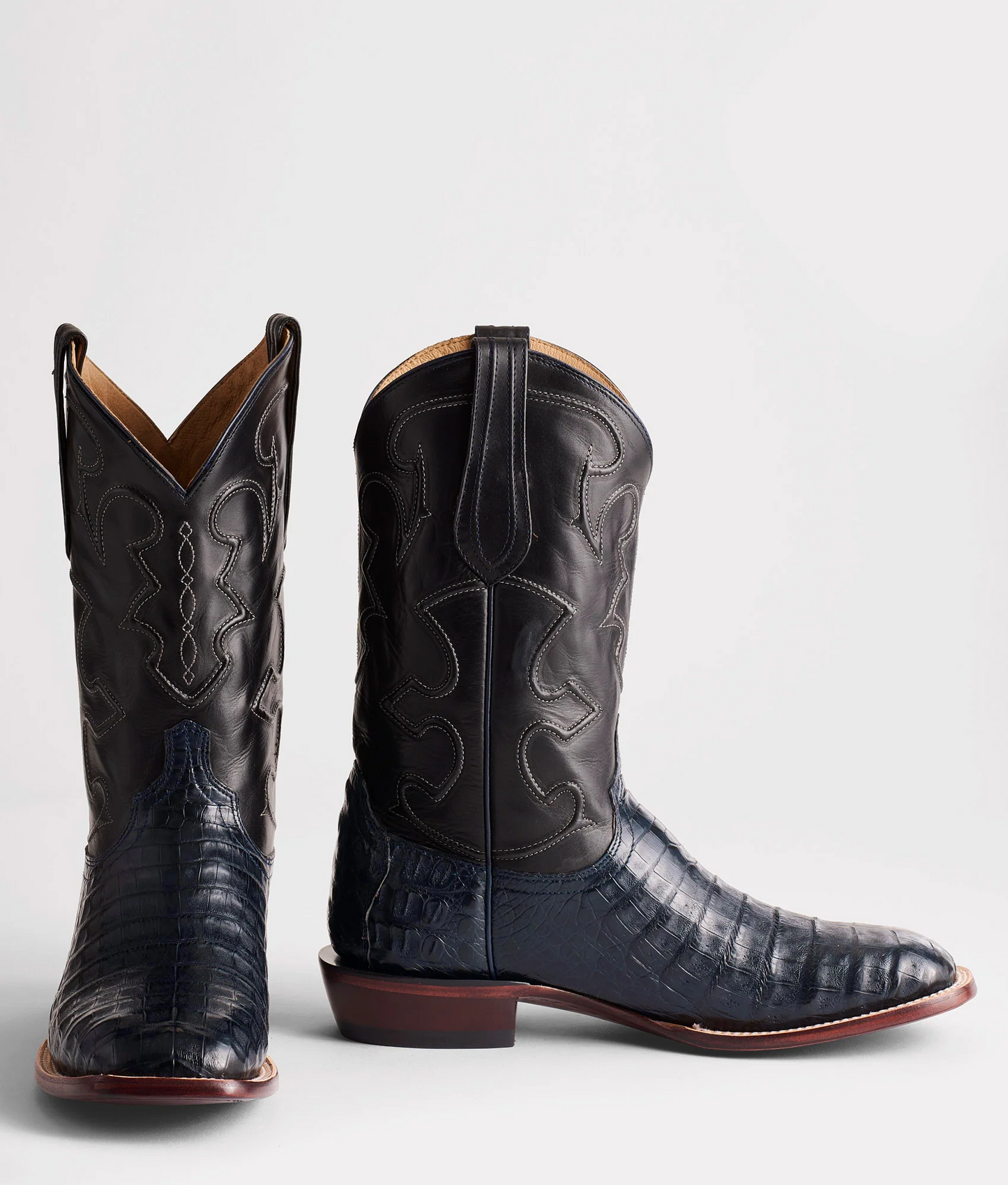 Lucchese Boots Charleston Navy Caiman Belly M4532