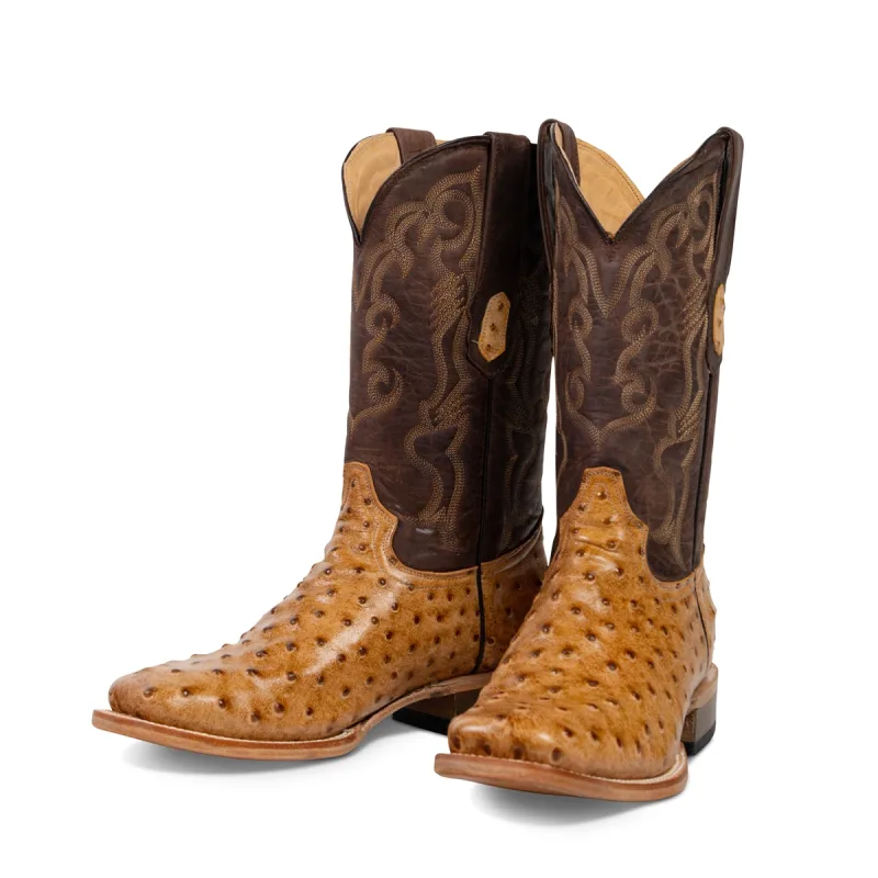 Cowtown Boots Tan Oryx Ostrich Print Q6077
