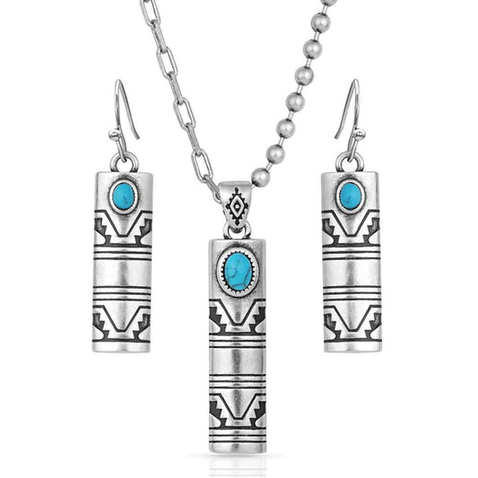 Montana Silversmiths Stonehenge Buffed Jewelry Set JS4897