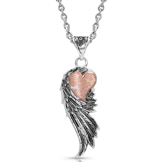 Montana Silversmiths Gold Heart Strings Feather Necklace NC4394RG