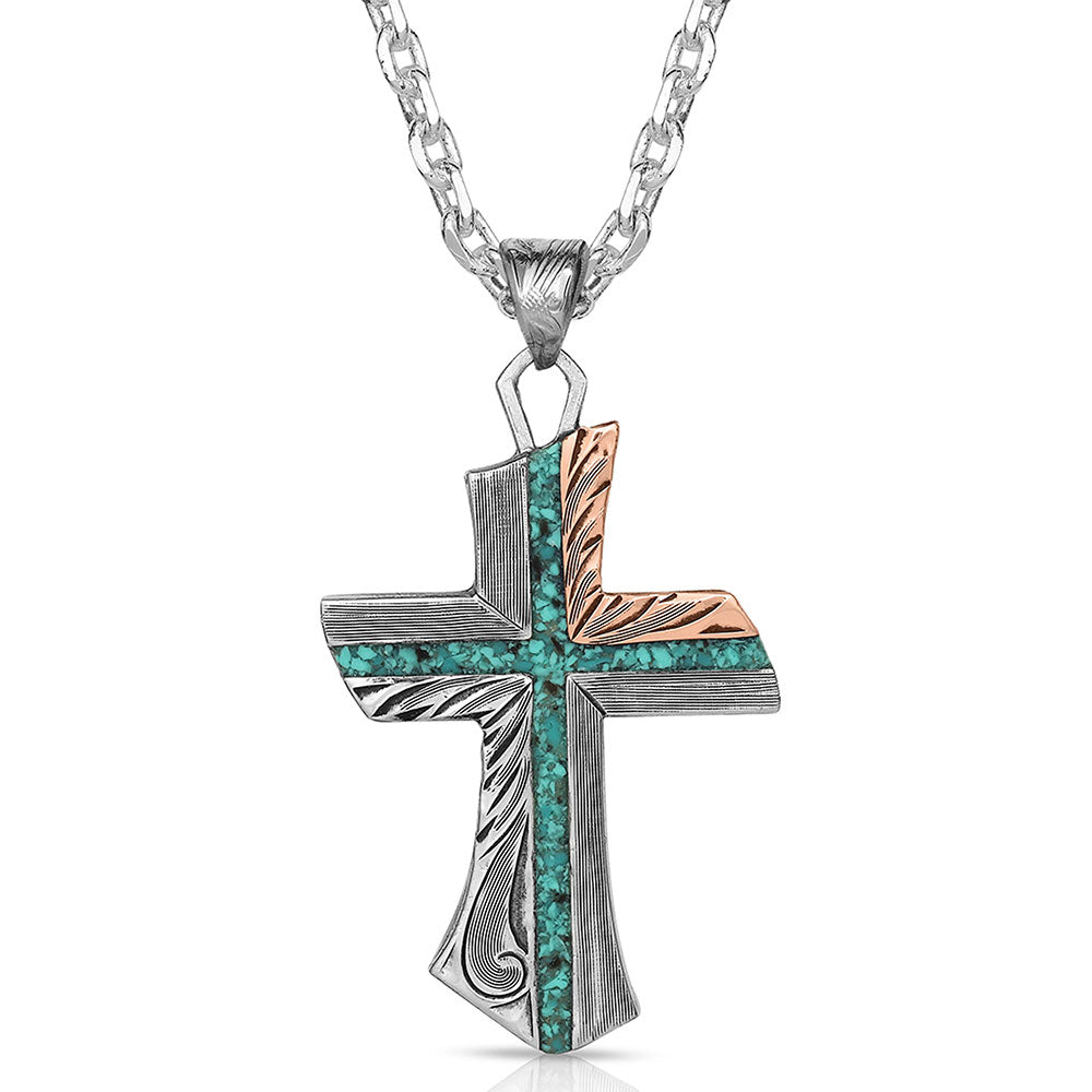 Montana Silversmiths Inner Light Turquoise Cross Necklace NC47