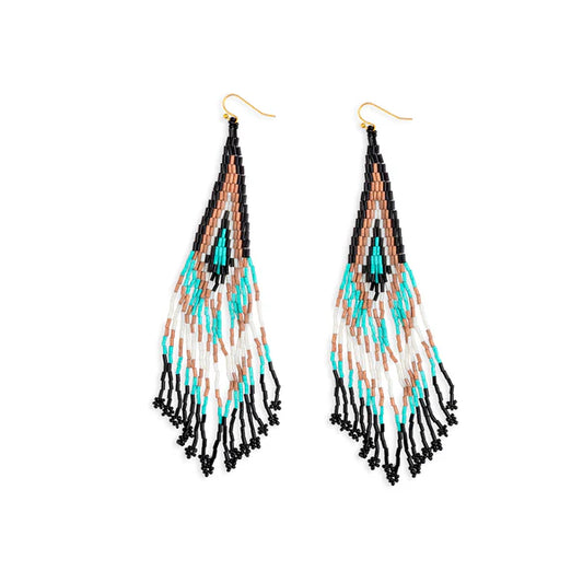 Myra Split Feather Beaded Earrings S-9039