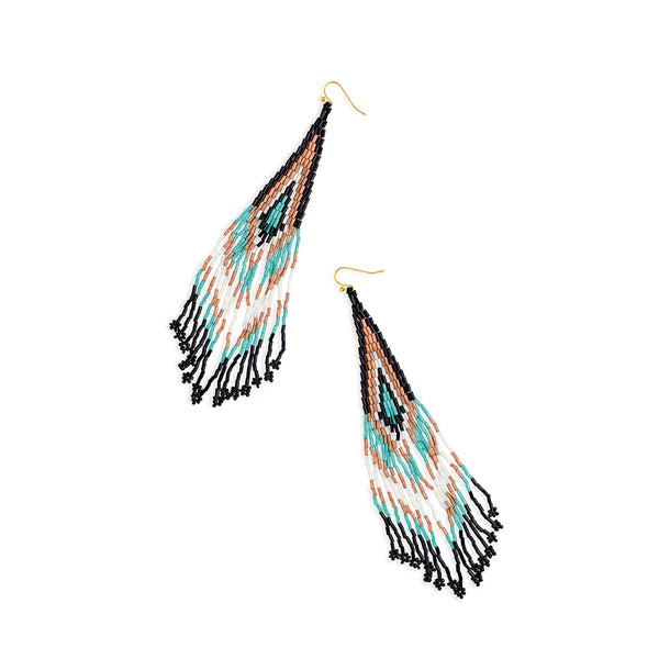 Myra Split Feather Beaded Earrings S-9039