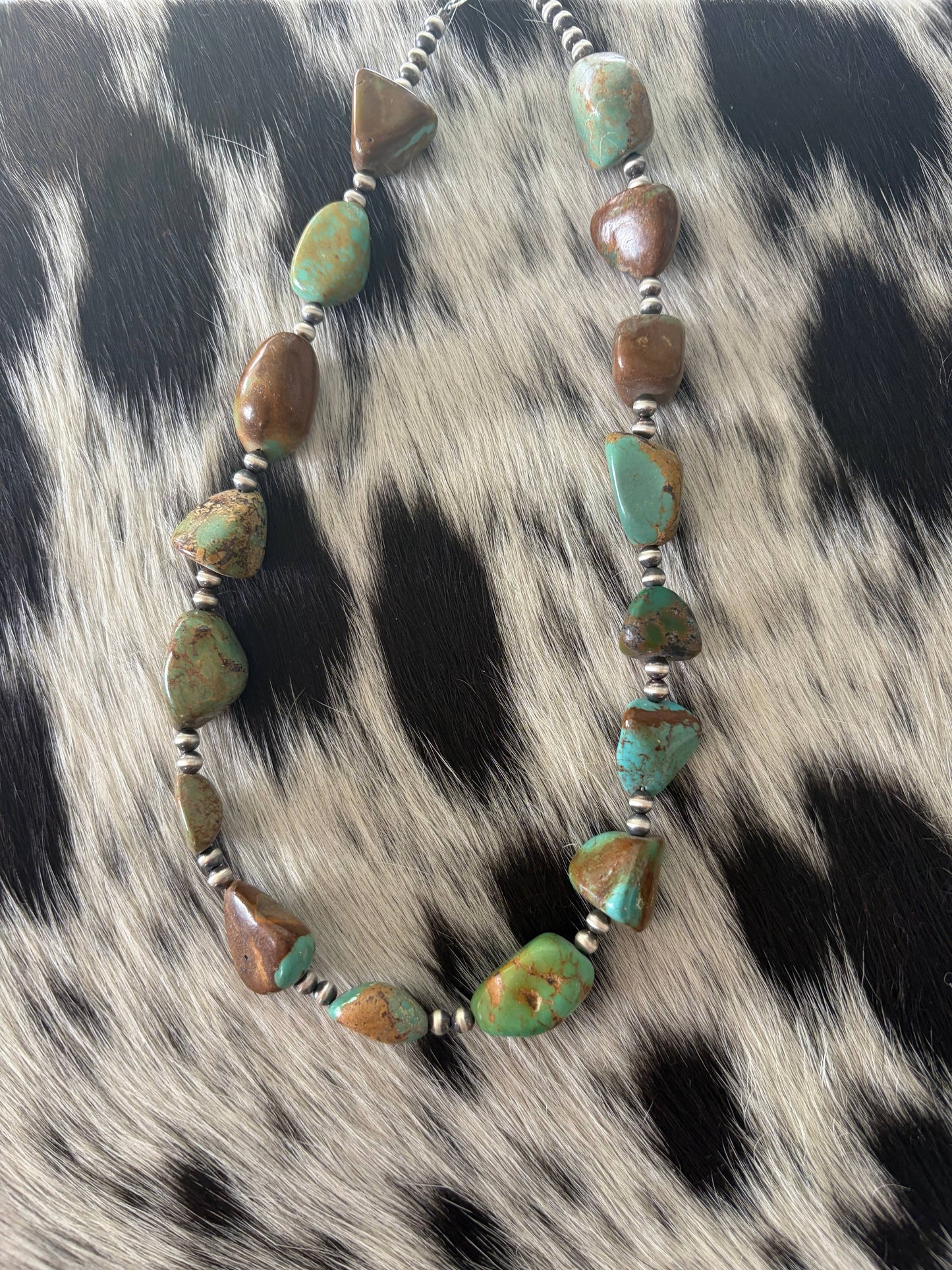 #070 4mm Sterling Silver w/ Genuine Chunky Turquoise 