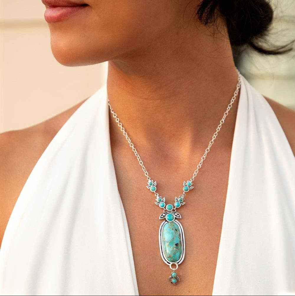Emile Silver and Blue Turquoise Pendant Necklace EMILN01T01P