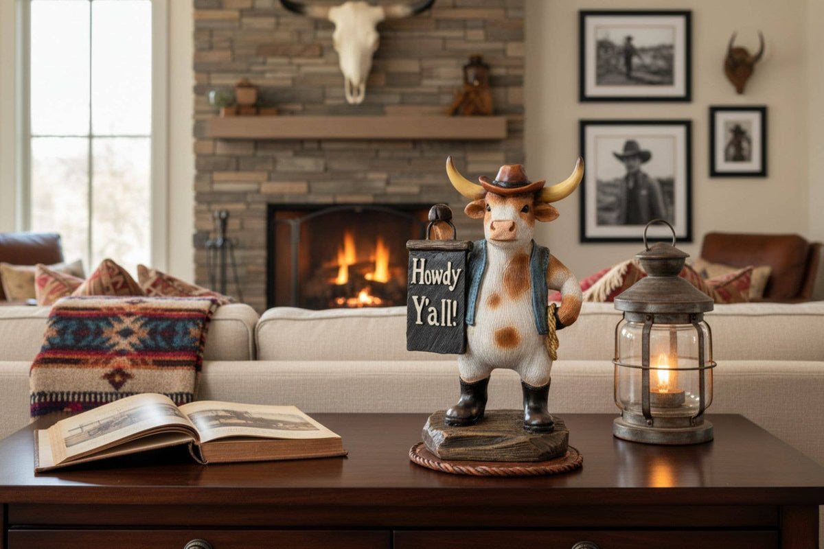 WESTERN WELCOME CREW LONGHORN, 4.25"X3.25"X7.75.  15788