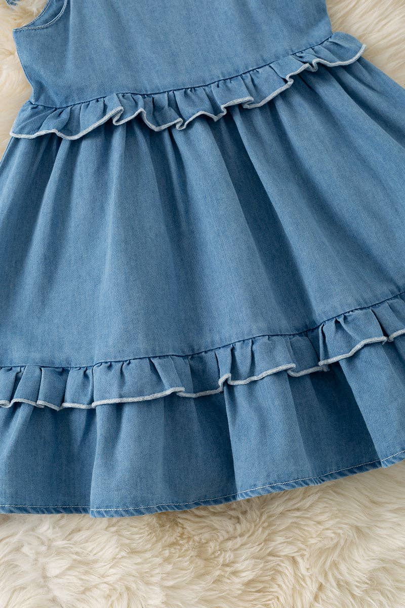 Lt. blue denim dress with ruffle detail DRG60415