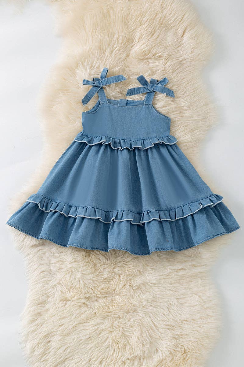 Lt. blue denim dress with ruffle detail DRG60415