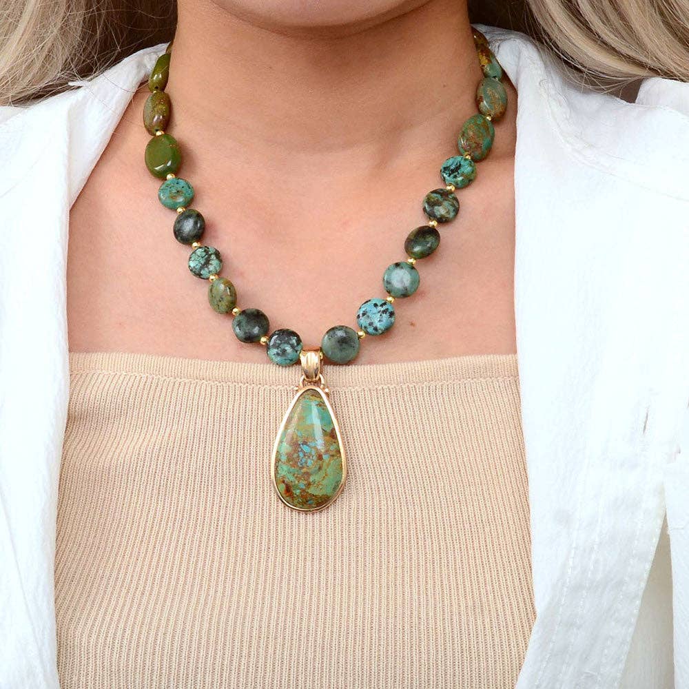 Sublime Genuine Green Turquoise Golden Drop Necklace SUBLN22TG2B