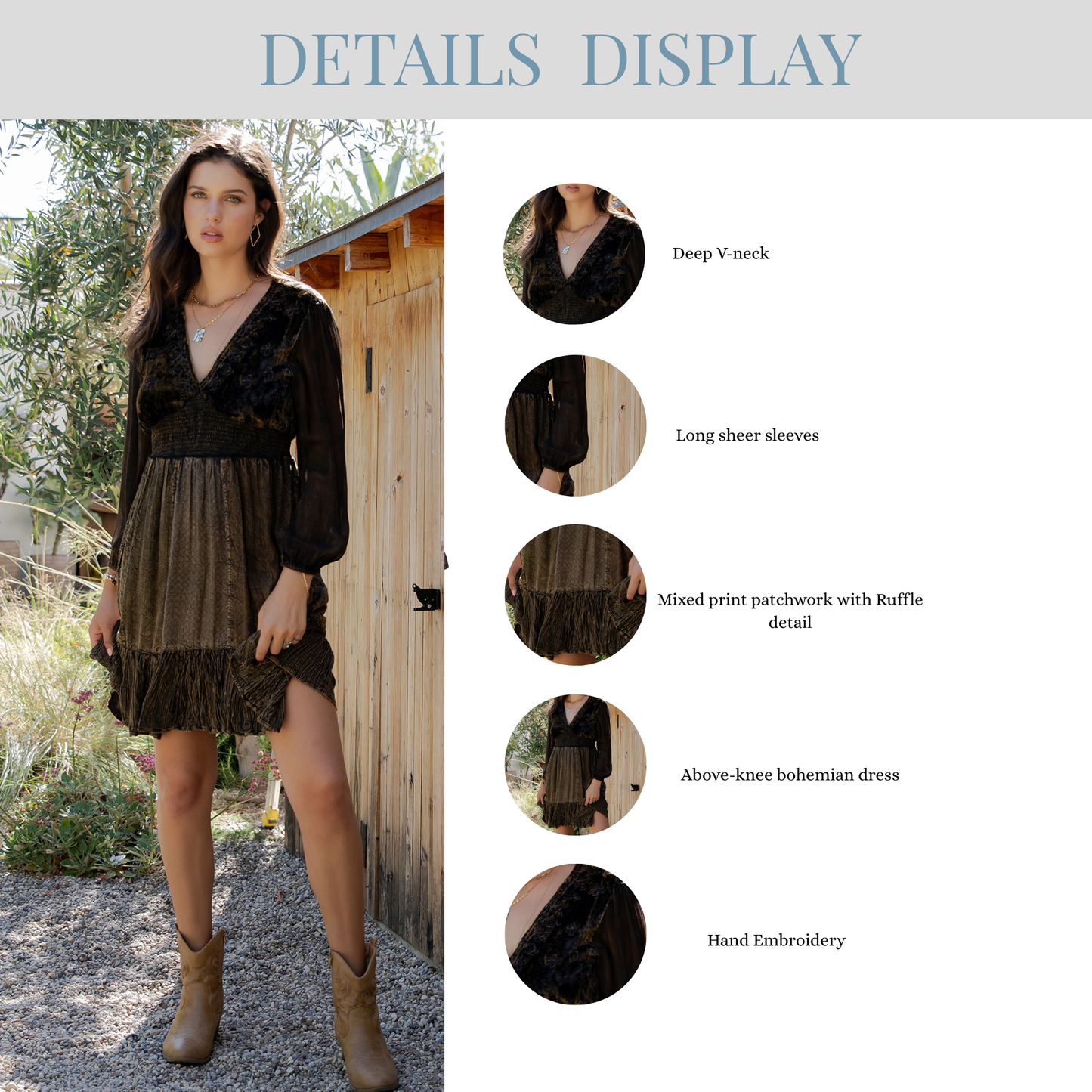 Handcrafted Smocked Patchwork Dress with Artisan Embriodery