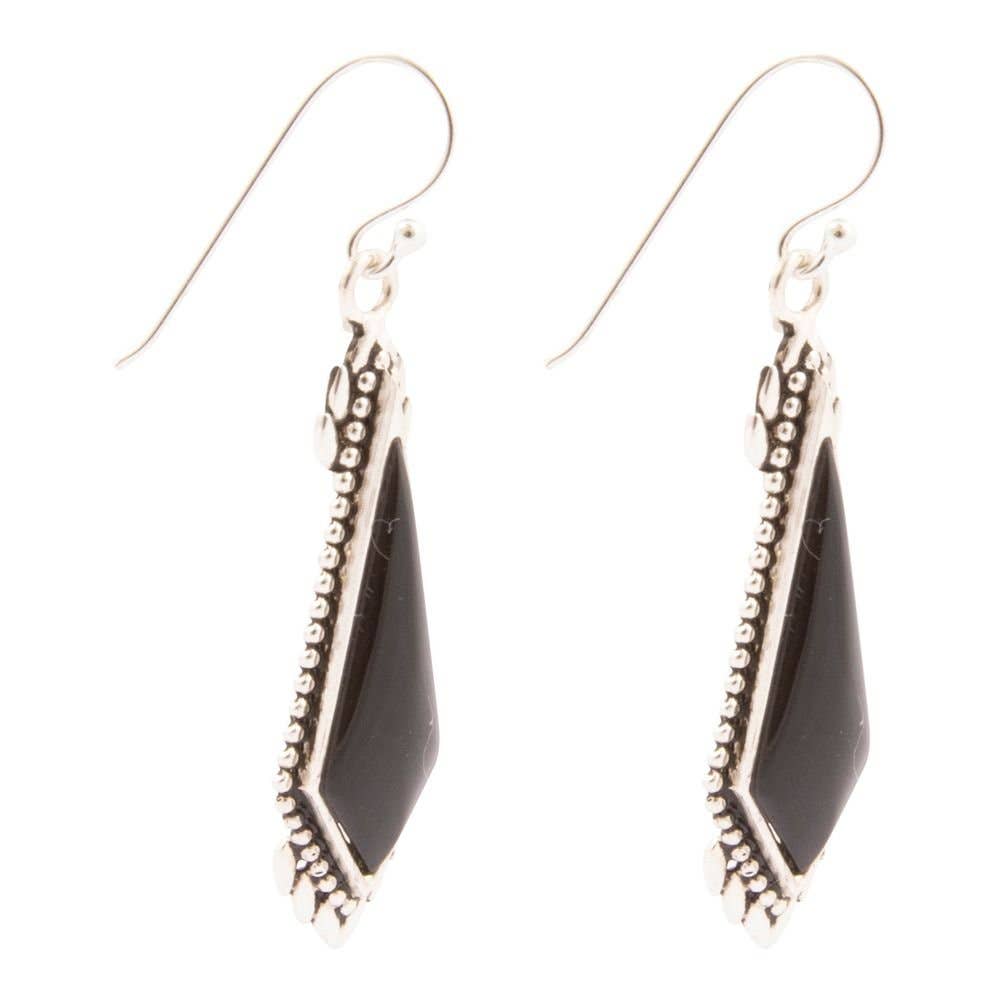 Anemone Black Onyx Sterling Silver Drop Earrings ANEME05