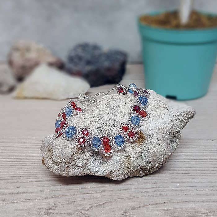 Guatemalan Large Crystal Bead Link Bracelet LINDABR