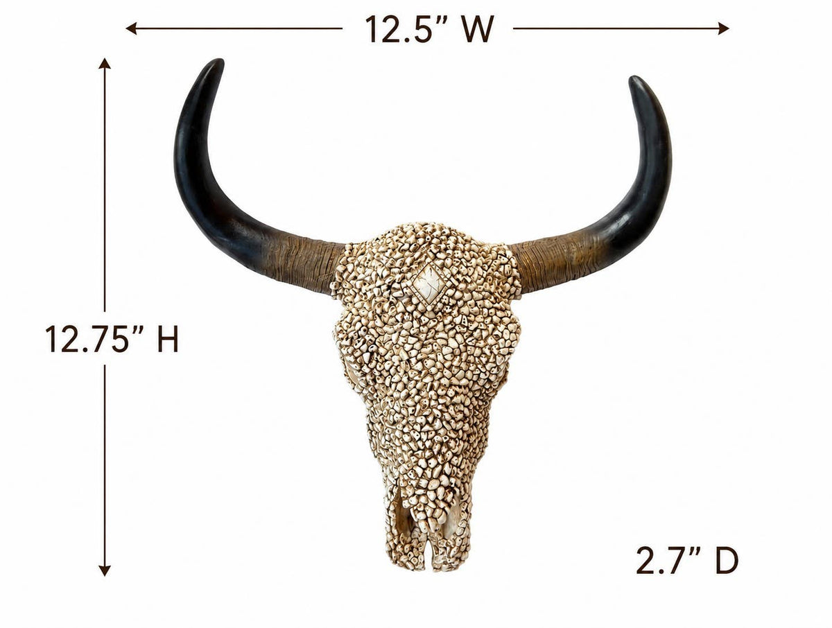 Southwestern Textured Longhorn Skull Wall Décor – Hand-Paint 15456