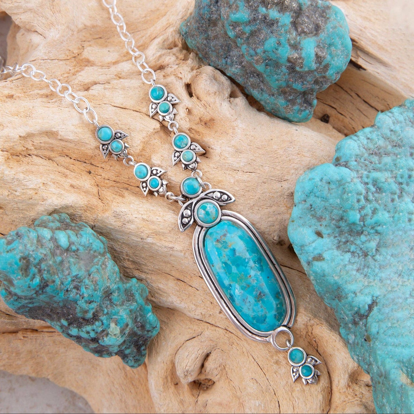 Emile Silver and Blue Turquoise Pendant Necklace EMILN01T01P