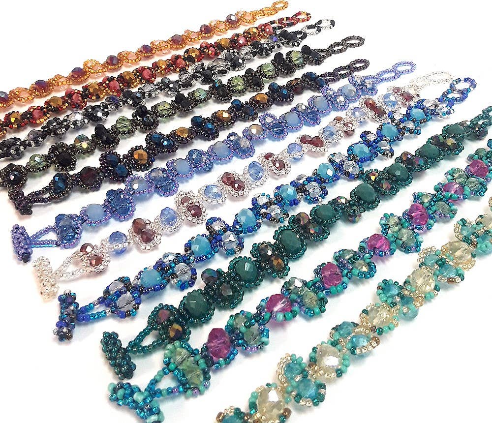 Guatemalan Large Crystal Bead Link Bracelet LINDABR