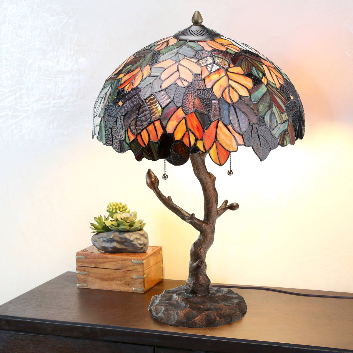 24.5" Marvel Maple Tree Stained Glass Table Lamp MAPLE