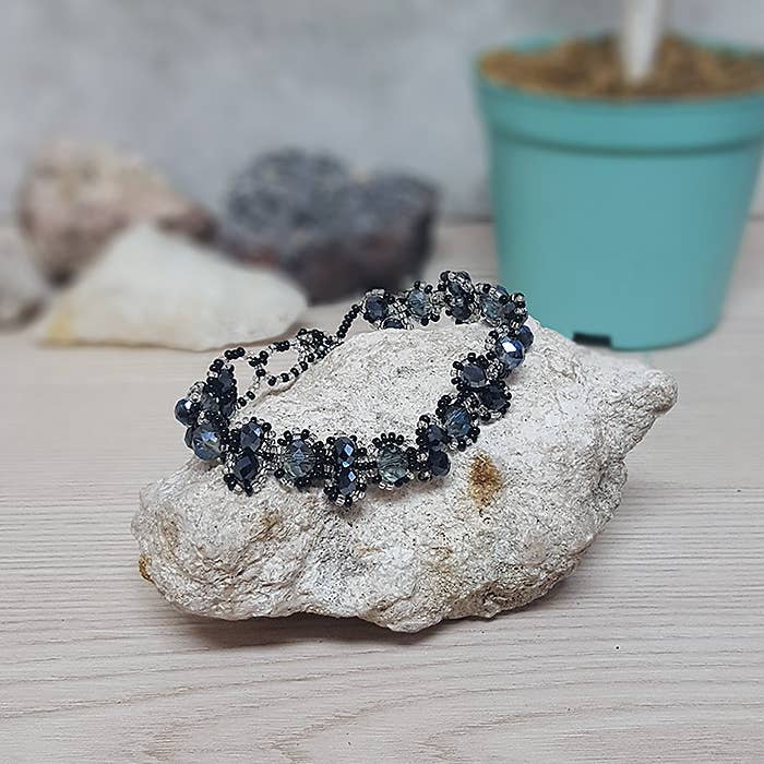 Guatemalan Large Crystal Bead Link Bracelet LINDABR