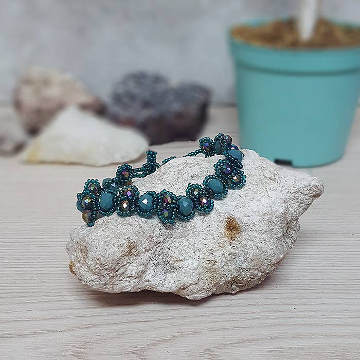 Guatemalan Large Crystal Bead Link Bracelet LINDABR