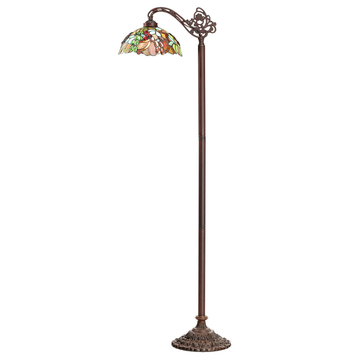 60" Victoria Stained Glass Candlestick Base Floor Lamp