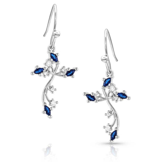 Montana Silversmiths Montana Blue Crystal Cross Earrings ER5522