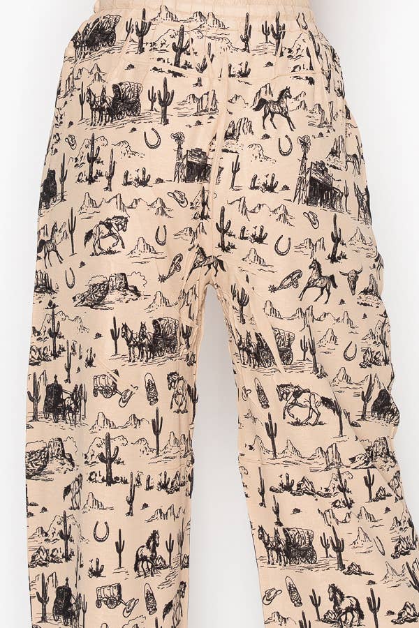 Drawstring pants with western print OLS4703TP