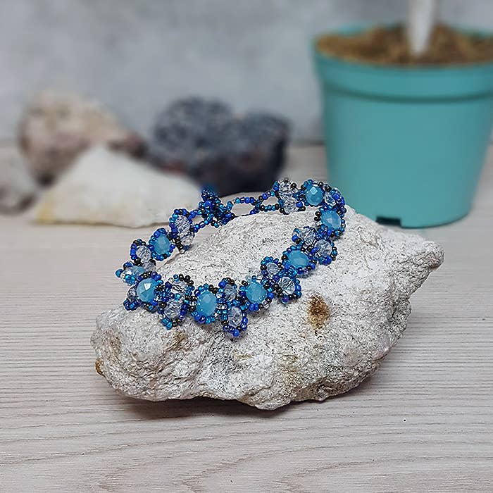 Guatemalan Large Crystal Bead Link Bracelet LINDABR
