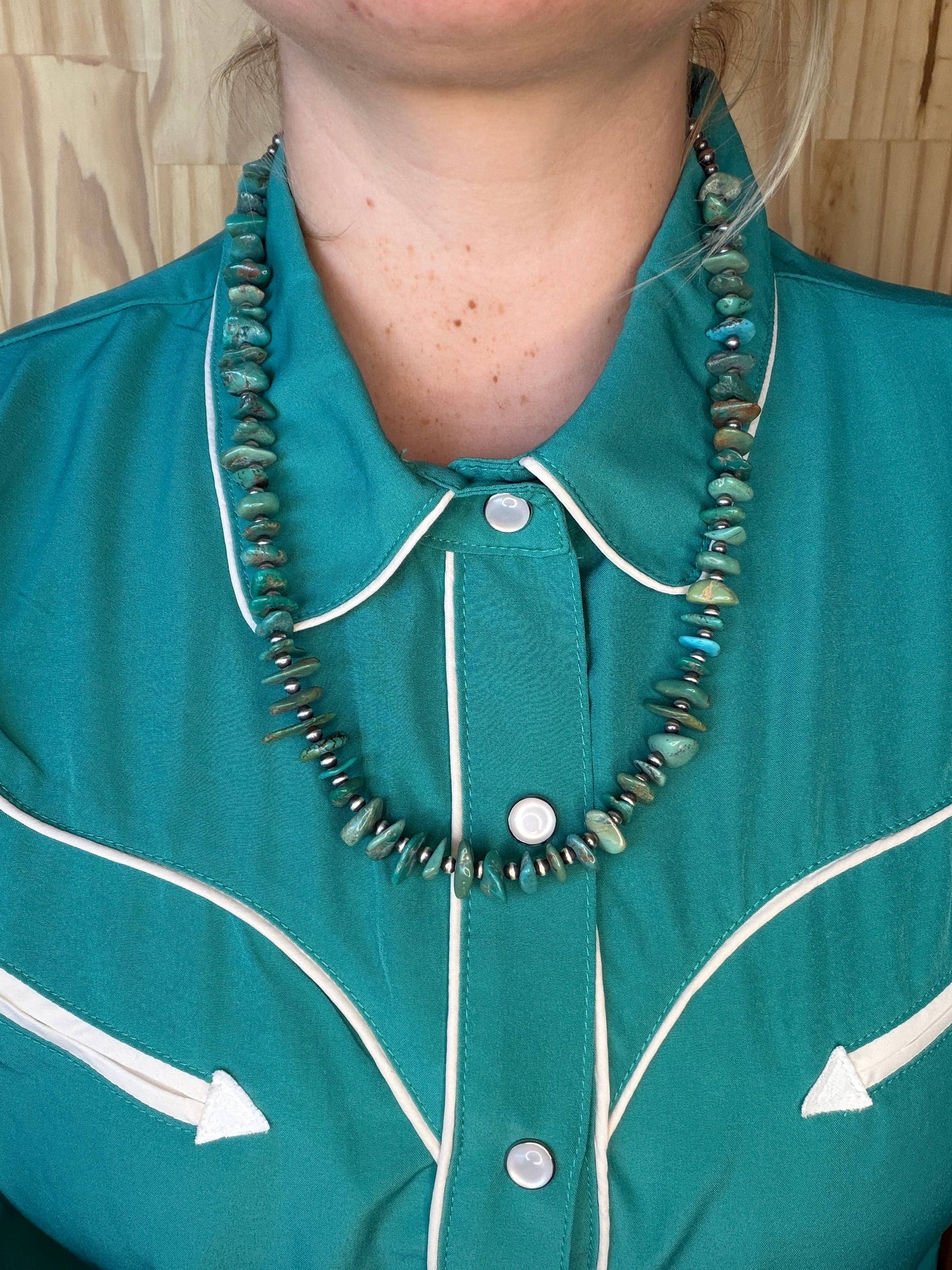 #031 Turquoise Disks with 4mm Sterling Pearls