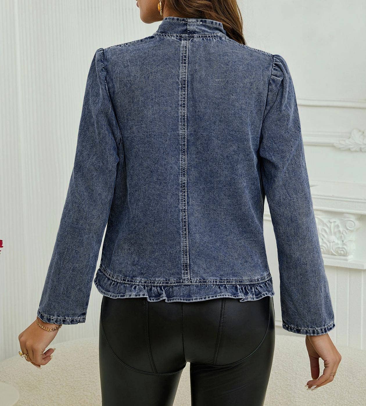 Summer boho denim cardigan ruffle denim Jacket