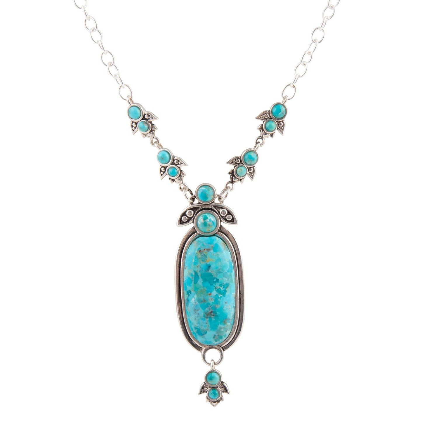 Emile Silver and Blue Turquoise Pendant Necklace EMILN01T01P