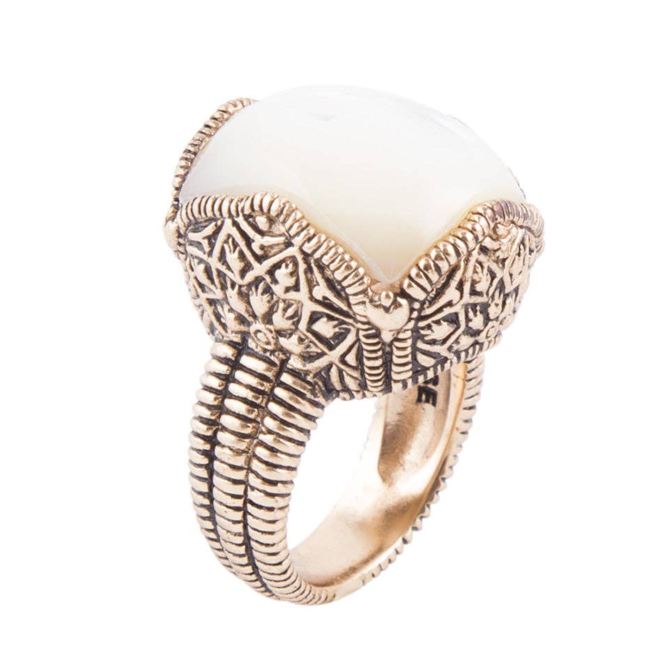 White Mother of Pearl Golden Chunky Ring