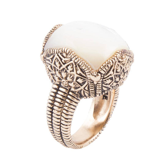 White Mother of Pearl Golden Chunky Ring