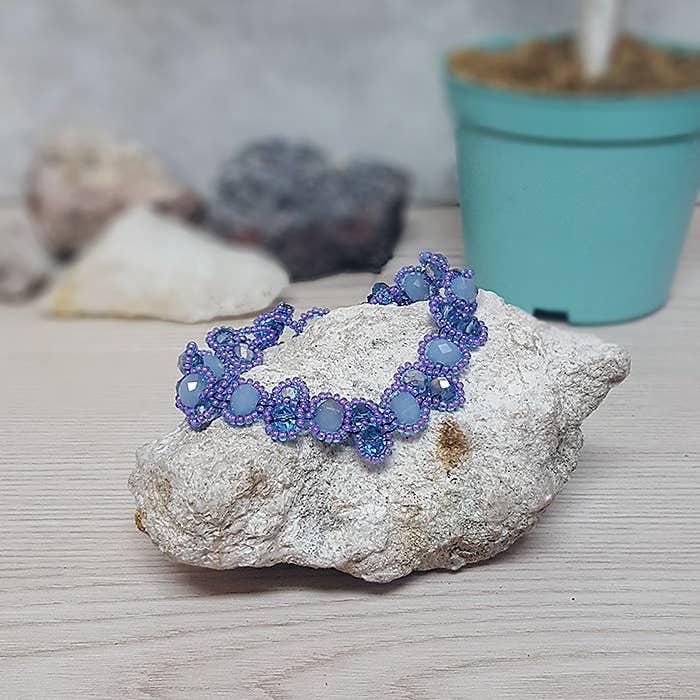 Guatemalan Large Crystal Bead Link Bracelet LINDABR