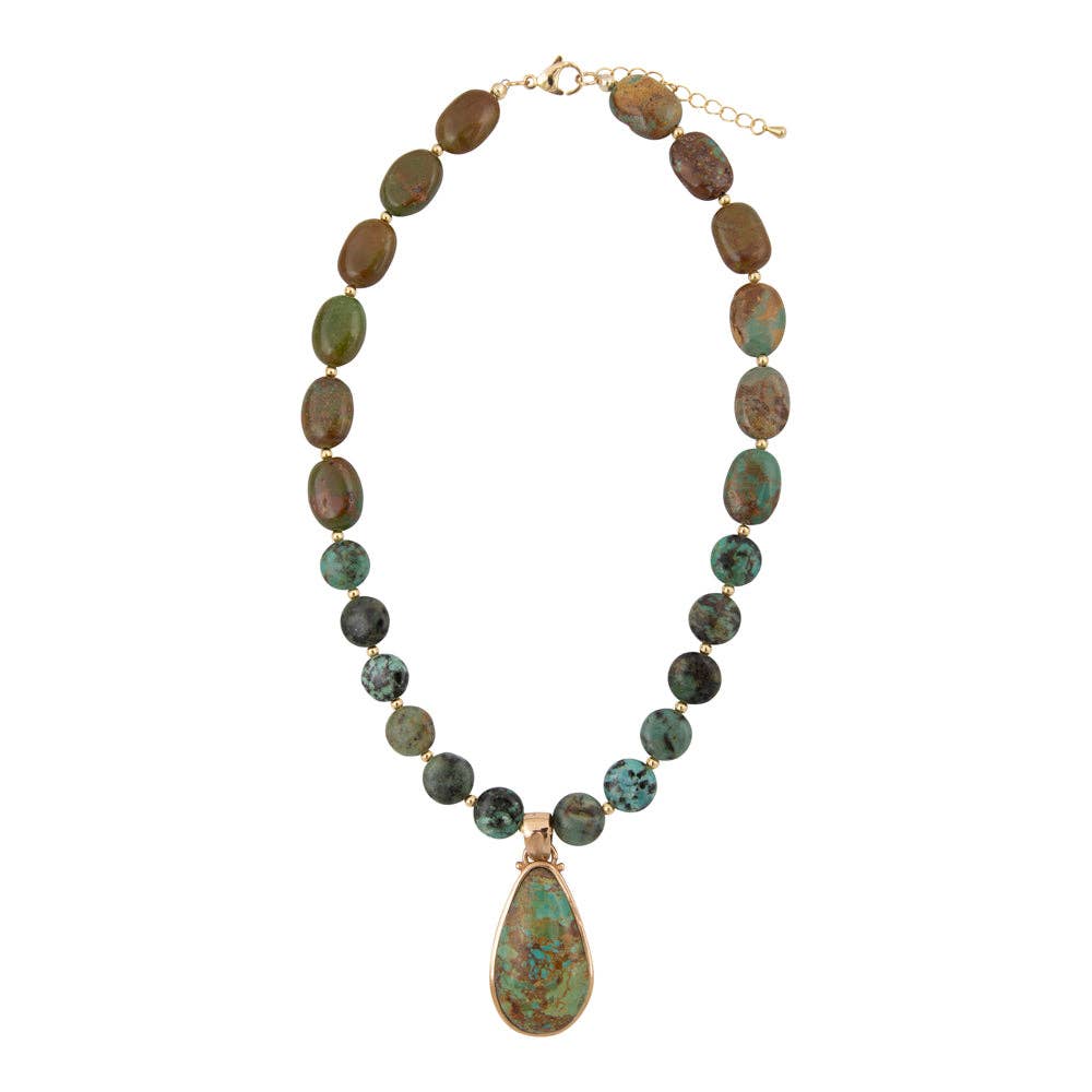 Sublime Genuine Green Turquoise Golden Drop Necklace SUBLN22TG2B