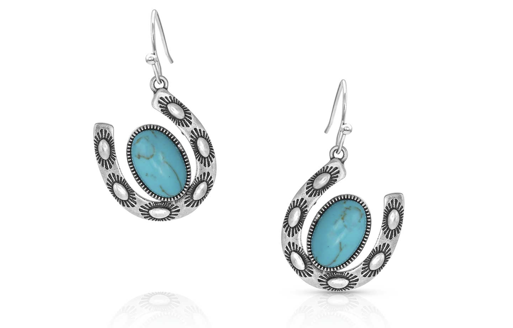 Montana Silversmiths Within Luck Turquoise Horseshoe Earrings ER5030