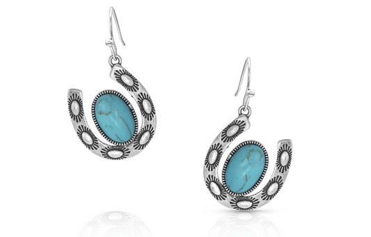 Montana Silversmiths Within Luck Turquoise Horseshoe Earrings ER5030